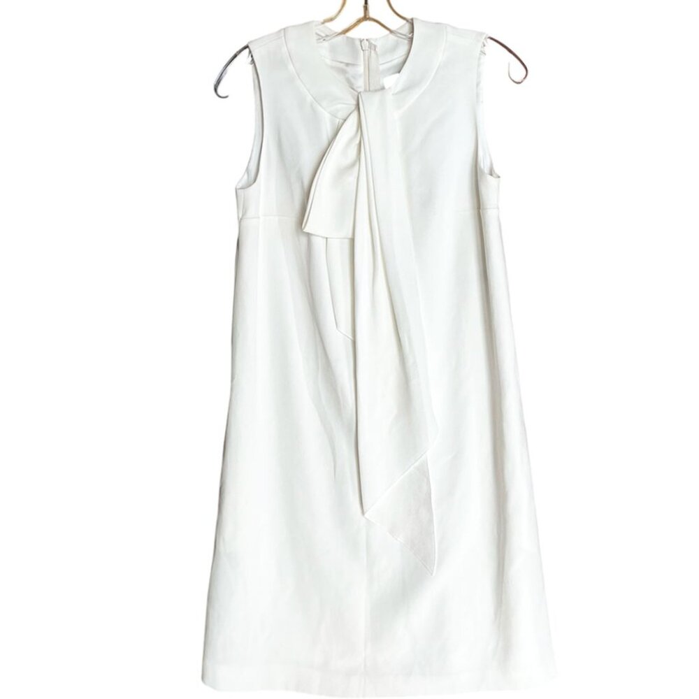 Paule Ka Paris White Sleeveless Bow Neck Shift Dress Size FR 36/US 4